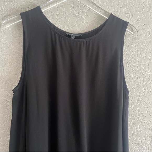 EILEEN FISHER 100% Silk Black Sleeveless High Low Tunic Style Dress Size Medium - Picture 3 of 9